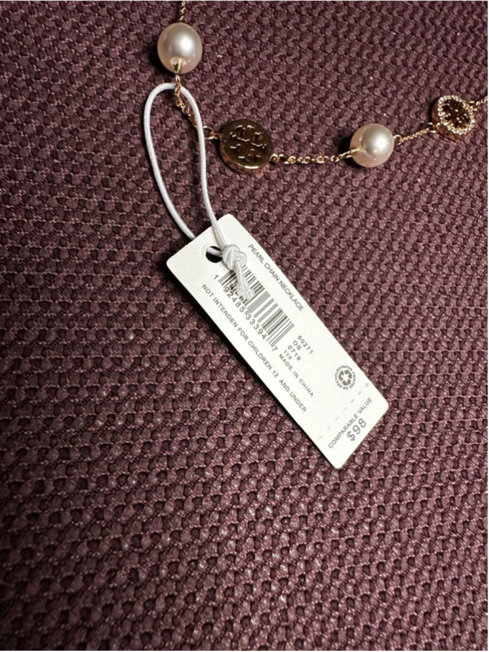 Tory Burch Gold & Pearl Chain Necklace